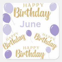 Feliz aniversário Junho aniversários Adesivo