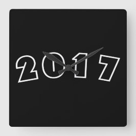 Quadrado Feliz ano novo 2017, Números Pretos - Relógio Bran