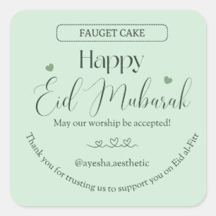 Quadrado Feliz Eid Mubarak Adesivo Estético   Minimal Isla