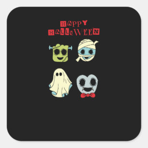 Quadrado Feliz Halloween Adesivo de Monstros Fofos Assustad