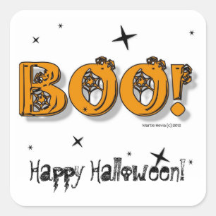 Quadrado Feliz Halloween Boo! Adesivo