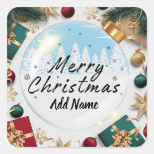 Quadrado Feliz Natal personalizado com o adesivo Add Name