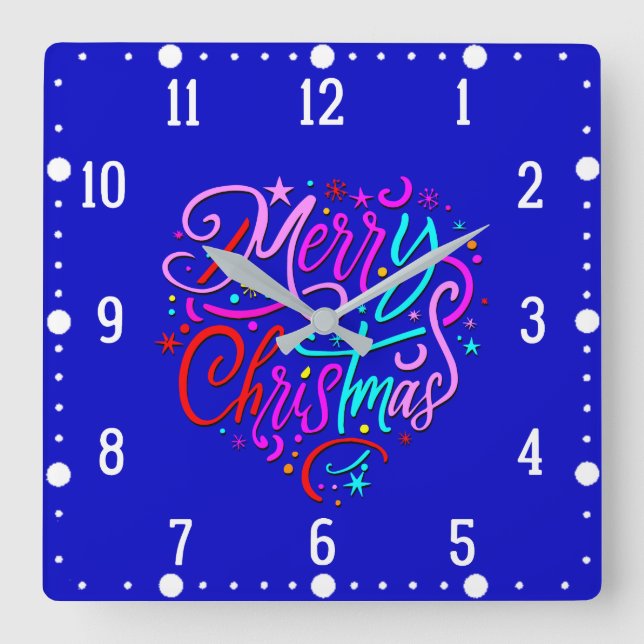 Quadrado Feliz Natal - Relógio de Designs de Natal (Frente)