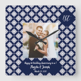 Quadrado Feliz Relógio de Fotografias do aniversário de 1ru