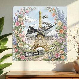 Quadrado Férias no Relógio de Paris, Torre Eiffel, Arte Fra