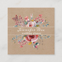 Flores de flor russa de aquarelas Cartão de visita