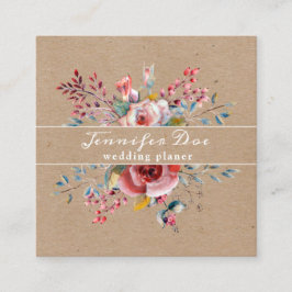 Quadrado Flores de flor russa de aquarelas Cartão de visita