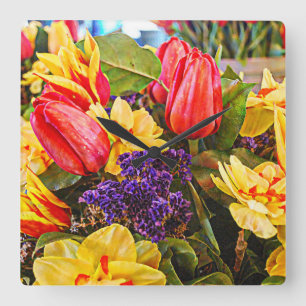 Quadrado Flores de Mola do Relógio de Tulipfest