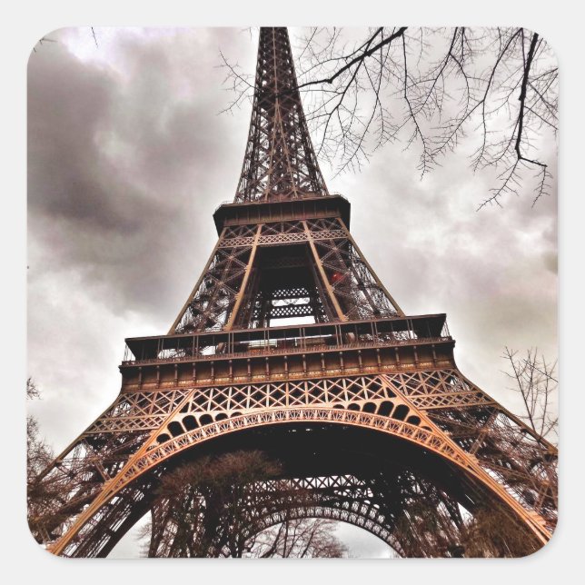 Quadrado Folha de adesivo em torre Eiffel (Frente)