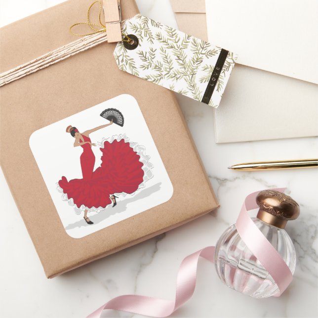 Quadrado Folha do adesivo do dançarino de Flmenco (Presentear)