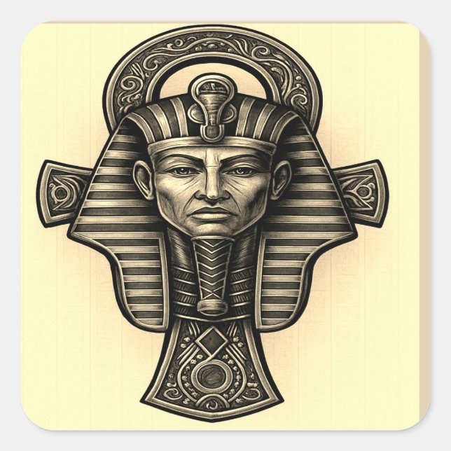 Quadrado Folha do adesivo externo Ankh (Frente)