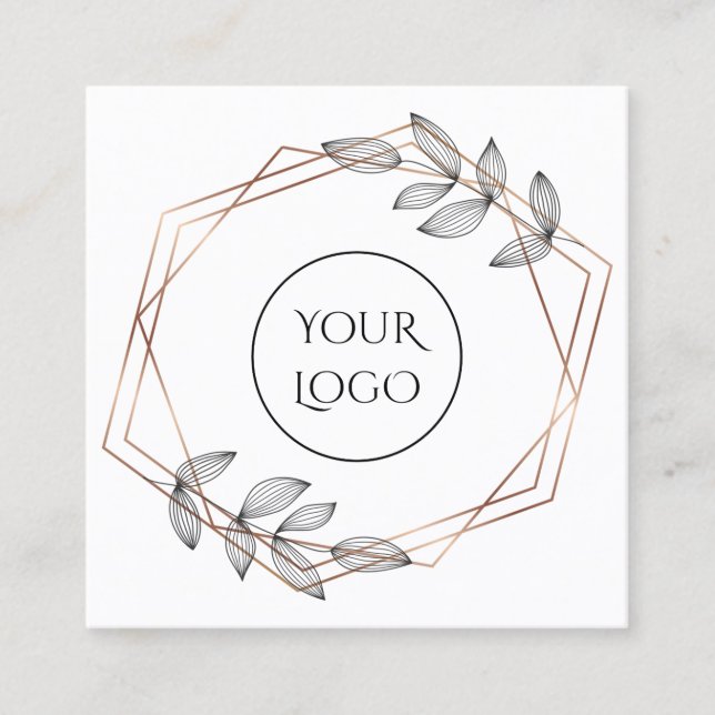 Quadrado foliage geométrico logo logotipo cartão de visita (Frente)