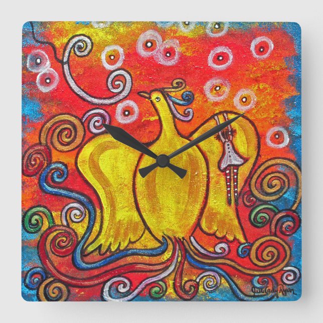 Quadrado Fora da chama, brilho Relógio Phoenix (Frente)