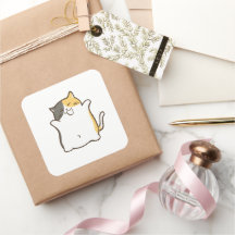 Gato Calico Gordinho - Adesivo Kawaii