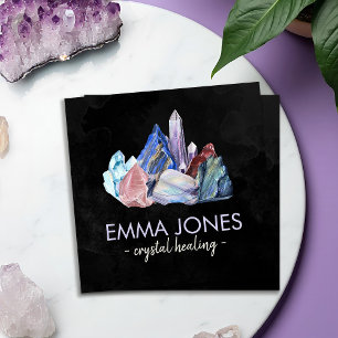 Quadrado Gemstones de aquarela - cartão de visita de crista
