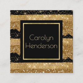 Quadrado Glam Negro e Cartão de visita Dourado moderno