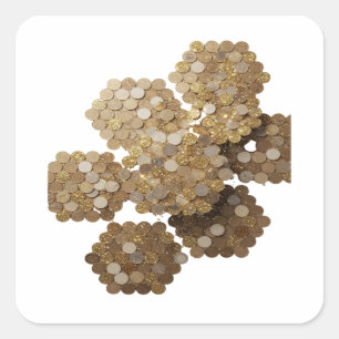 Quadrado Grático de Adesivo Abstrato Dourado Radiante