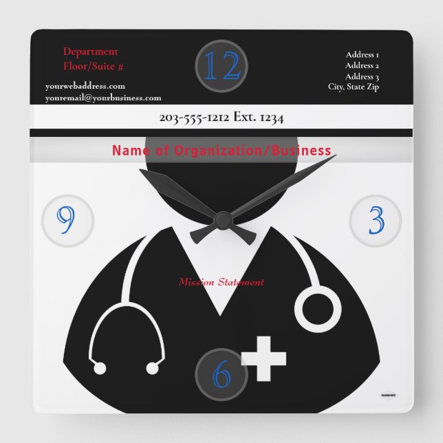 Quadrado HAMbyWG do Relógio do Tema Médico (Frente)