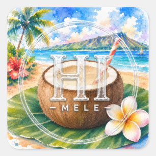 Quadrado HIMELE Adesivo Little Hawaiʻi — Coco