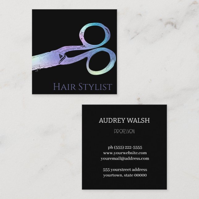 Quadrado Holographic simplesmente cartão de visita quadrada (Frente/Verso)