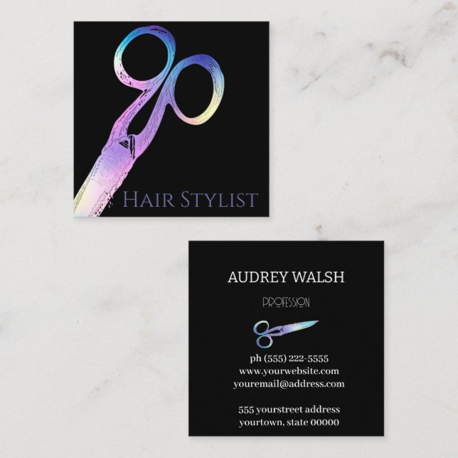 Quadrado Holographic simplesmente cartão de visita quadrada (Frente/Verso)