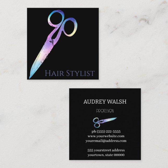 Quadrado Holographic simplesmente cartão de visita quadrada (Frente/Verso)