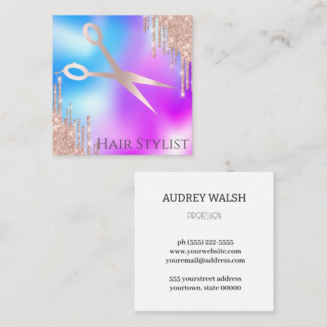 Quadrado Holographic simplesmente cartão de visita quadrada (Frente/Verso)