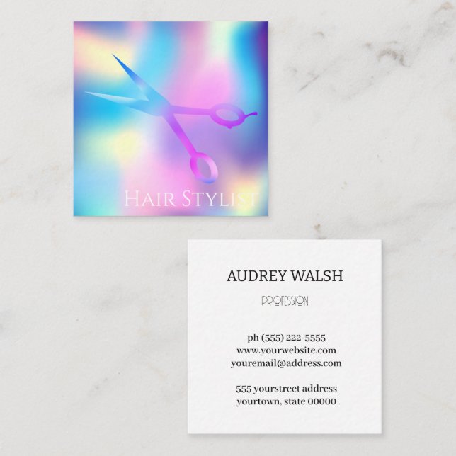 Quadrado Holographic simplesmente cartão de visita quadrada (Frente/Verso)