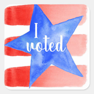 Quadrado I Votei O Adesivo De Sinalizador De Aquarela