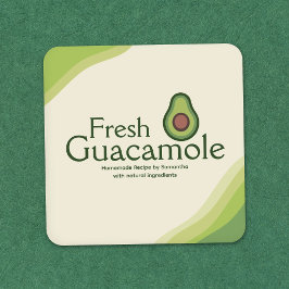 Quadrado Ícone de Abacate - Adesivo de Rótulo de Guacamole 