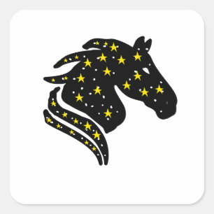 Quadrado Ícone de Cavalo Espacial Adesivo – Animal do Zodía