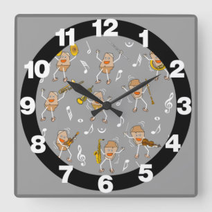 Quadrado Instrumentos Musicais Agitam Relógio Grande