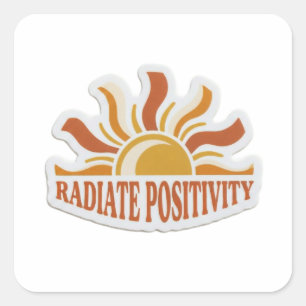 Quadrado Irradie Positividade Adesivo Sol Retro - Boho 70s