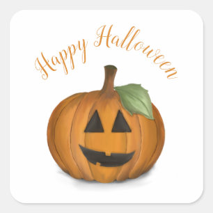 Quadrado Jack O Lantern na Adesivo Praça do Pomar de Abóbor