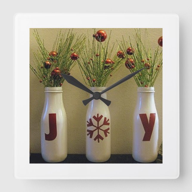 QUADRADO "JOY JOY JOY" RELÓGIO DE NATAL (Frente)