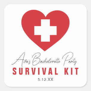 Quadrado Kit de Sobrevivência Favor Personalizado Adesivo Q