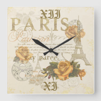 Quadrado KRW Estilo de Vintage Paris Rosa Relógio Torre Eif