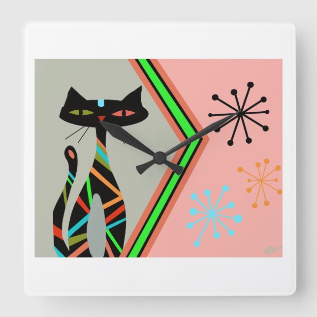 Quadrado lar atômico do relógio moderno do meio século (Frente)