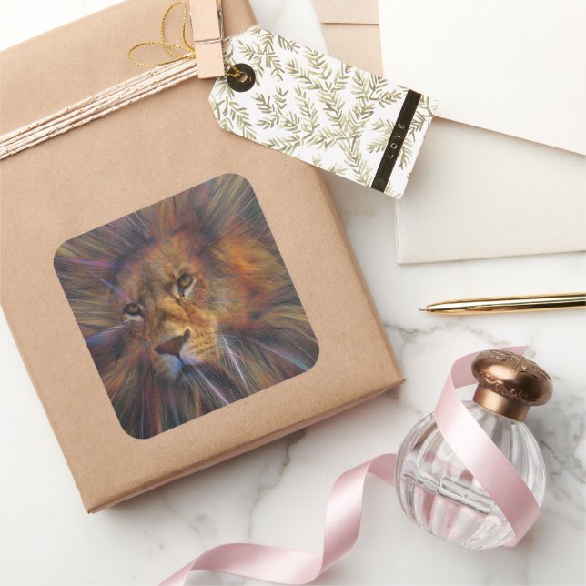 Quadrado Leão no adesivo da galeria (Presentear)