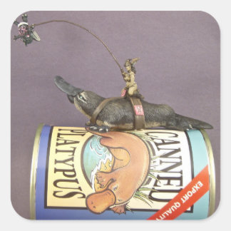 Quadrado libby em um platypus em um adesivo