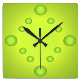 Quadrado Limão de Arte Pop incomum Suns Relógio Verde 4