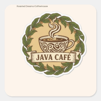 Quadrado Logotipo de Adesivo de Loja de Café Vintage - Negó