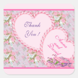 Quadrado Luxo Rosa Rosa Moderno Adicione Seu Texto Adesivo 