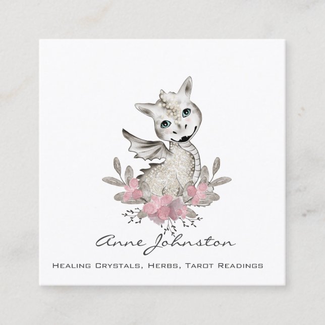 Quadrado Magick Baby Dragon Cartão de visita (Frente)