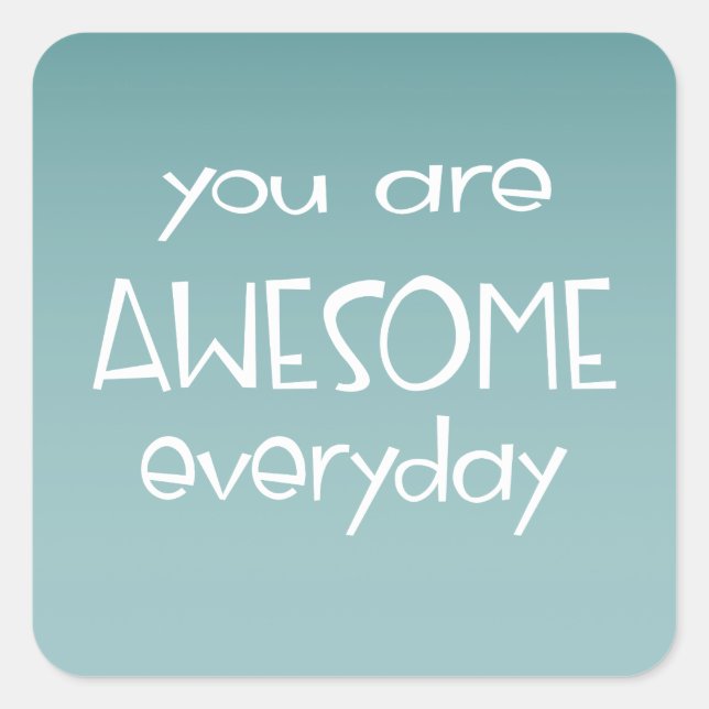 Quadrado Magnífico Ombre Teal | Adesivo de professor (Frente)