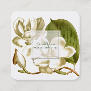 Quadrado Magnolias brancas Cartão de visita