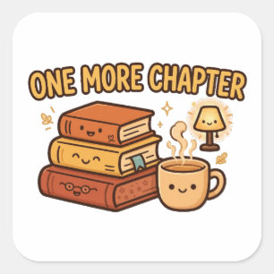 Quadrado Mais um Capítulo Livros Fofos Leitura Adesivo