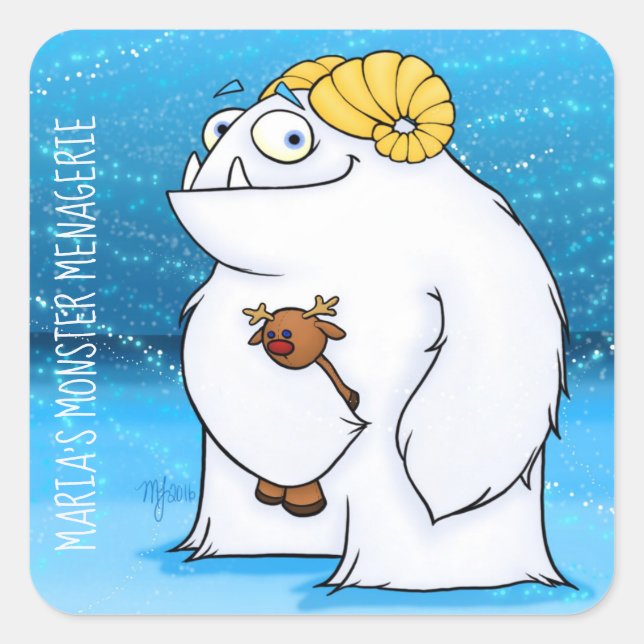 Quadrado Manny Yeti, adesivo (Frente)