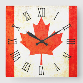 Quadrado Mapa canadiano bandeira da folha do romano relógio