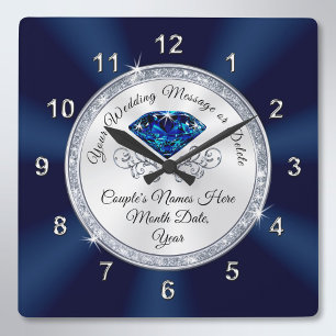 Quadrado Marinho Azul, Relógio de Casamento Personalizado 